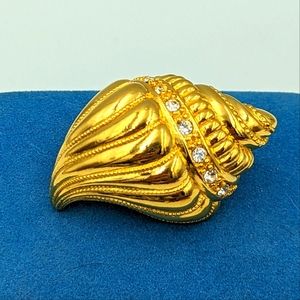 Kenneth J Lane for Avon Seashell Enhancer, Rhinestone Shell, Vintage KJL Jewelry